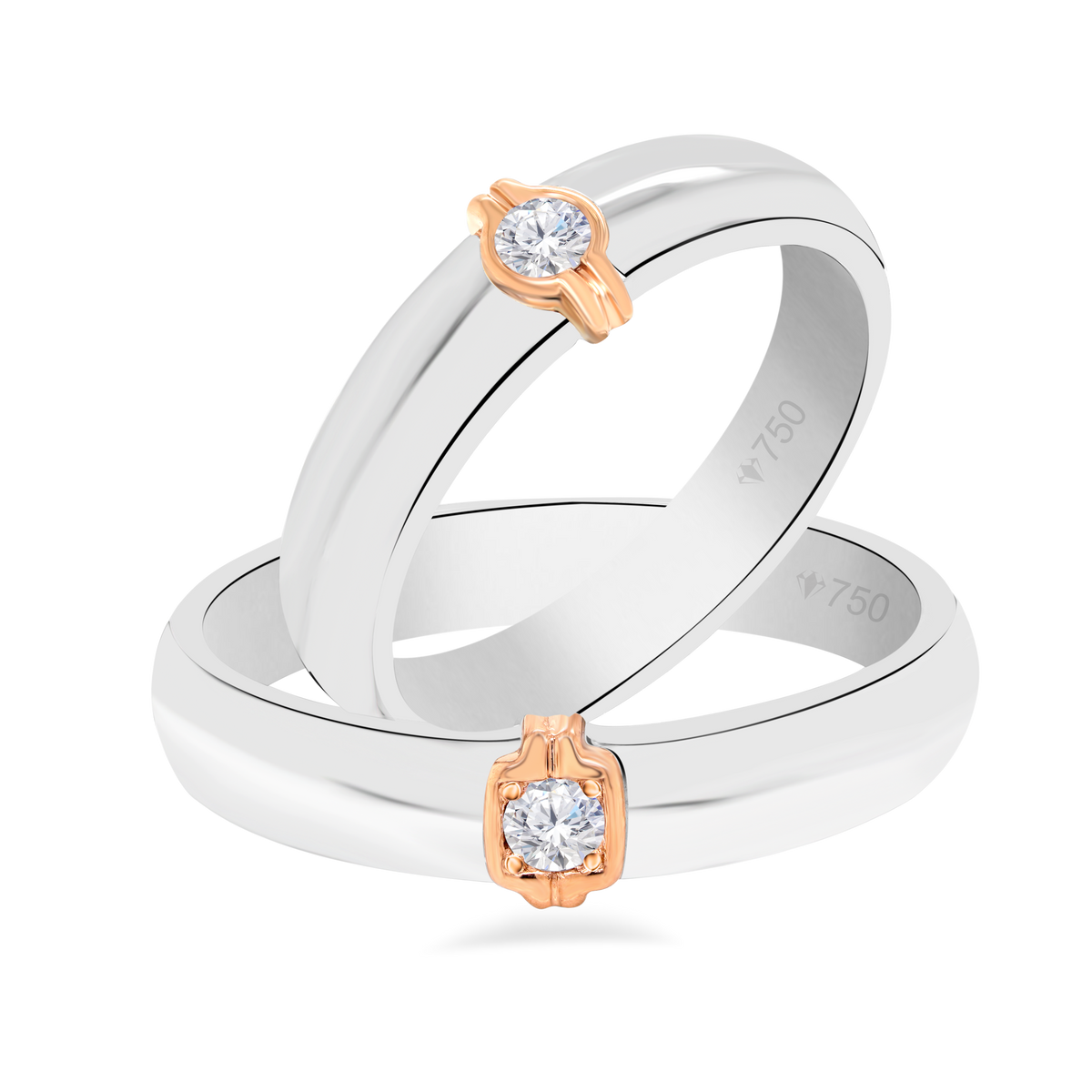 Wedding Ring Solitaire Two Tone 18K White and Rose Gold 7WB140A Aora