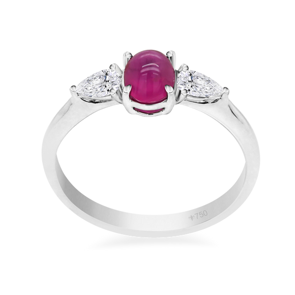 AORA Star Ruby with Pear Shape Diamond