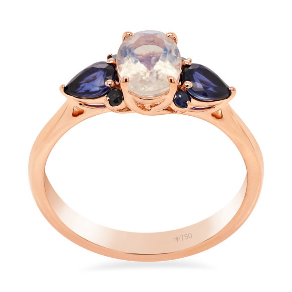 AORA Moonstone with Blue Sapphire Ring