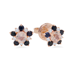 AORA Moonstone with Blue Sapphire Earrings