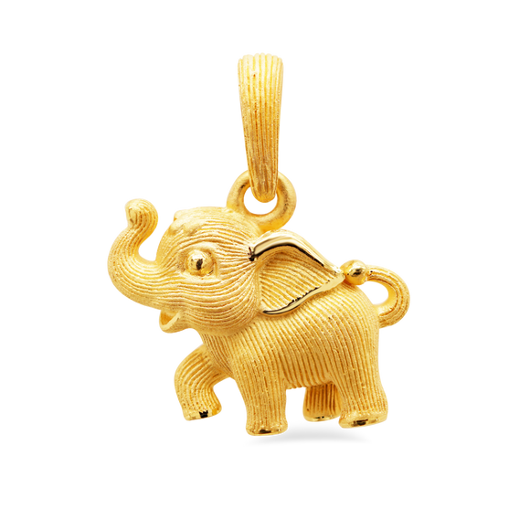 Prima Gold Baby Elephant Raise Trunk Pendant 111P1118-01