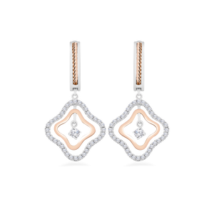 Clove Drop Earrings Two Tone with Diamonds 4ER54