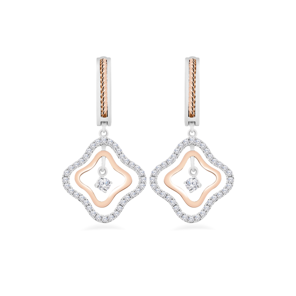 Clove Drop Earrings Two Tone with Diamonds 4ER54