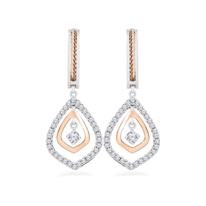 Diamond Leaf Earrings Two Tone Earrings 4ER55