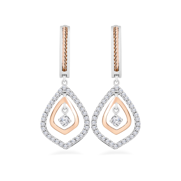 Diamond Leaf Earrings Two Tone Earrings 4ER55