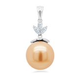 Golden South Sea Pearl With Diamond Pendant 5P378