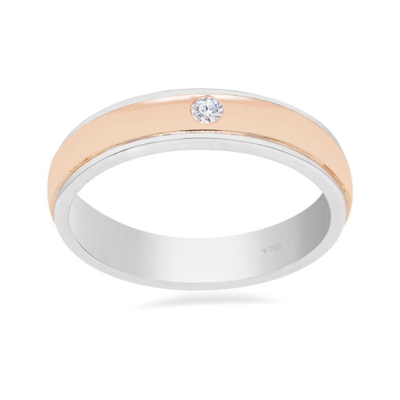 Wedding Ring Solitaire  Two Tone 18K White and Rose Gold 7WB13A