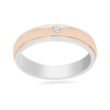 Wedding Ring Solitaire  Two Tone 18K White and Rose Gold 7WB13A