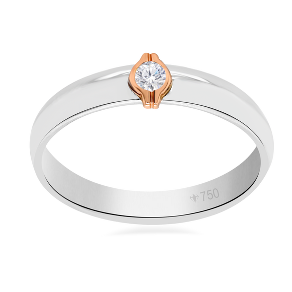 Wedding Ring Solitaire Two Tone 18K White and Rose Gold 7WB140A