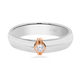 Wedding Ring Solitaire Two Tone 18K White and Rose Gold 7WB140A