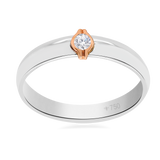 Wedding Ring Solitaire Two Tone 18K White and Rose Gold 7WB140A