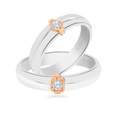 Wedding Ring Solitaire Two Tone 18K White and Rose Gold 7WB140A