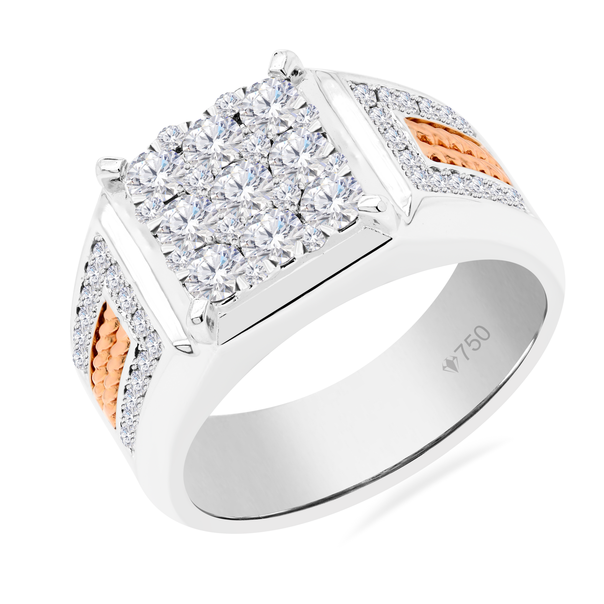 108 : 9 Carat White & Rose Gold Mens Wedding Ring With Black Diamonds -  Abrecht Bird Jewellers