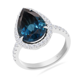 Ladies Ring Eye Drop Blue Topaz with Diamond 6LR10