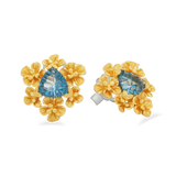 Prima Gold Flower with Blue Topaz Earring 165E0034-02