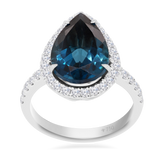 Ladies Ring Eye Drop Blue Topaz with Diamond 6LR10W