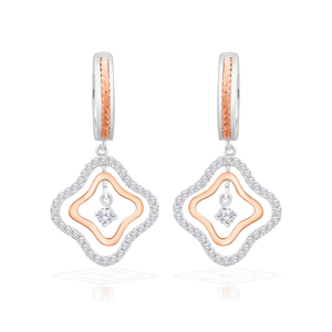 Clove Drop Earrings Two Tone with Diamonds 4ER54