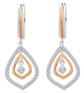 Diamond Leaf Earrings Two Tone Earrings 4ER55