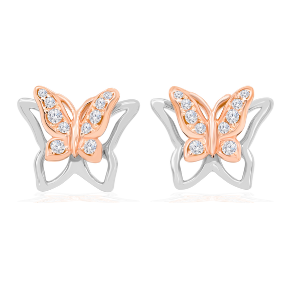 Butterfly Earrings Two Tone 4ER64